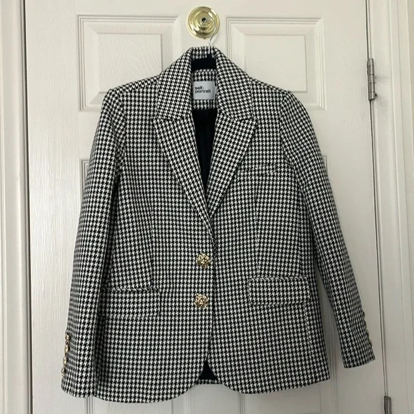 NWOT SELF-PORTRAIT HOUNDSTOOTH Cotton Jacket, US 4 - Picture 9 of 15